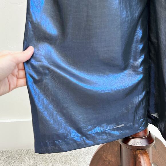 L'Agence Blue Metallic Wide Leg V-Neck Jaelyn Jumpsuit - Picture 8 of 10